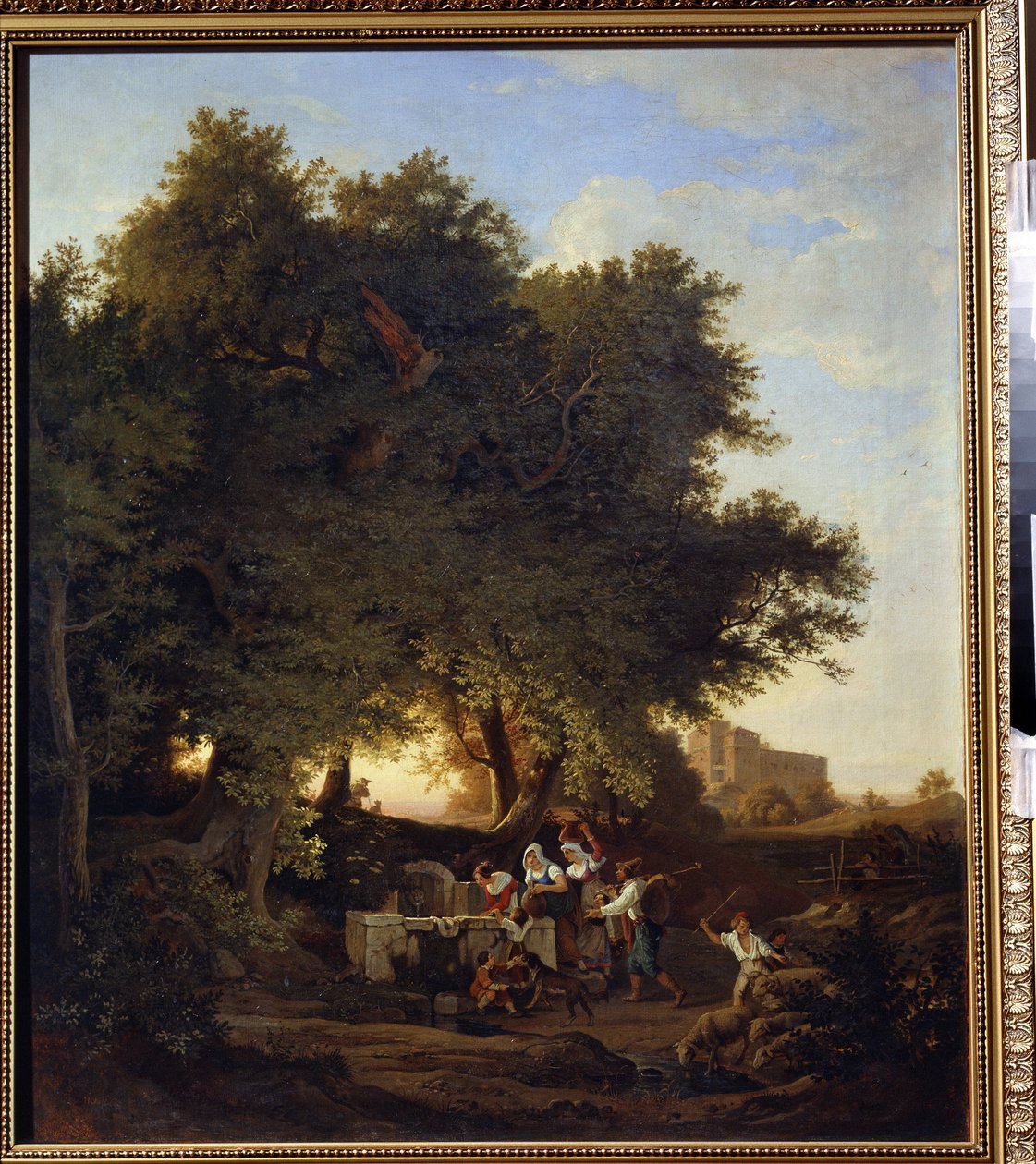 A kútnál. Ludwig Richter (1803-1884) festménye. német művészet. Olajfestmény. Regionális I. Kramskoi Művészeti Múzeum, Voronyezs (Voronyezs), Oroszország. alkotó: Ludwig Adrian Richter