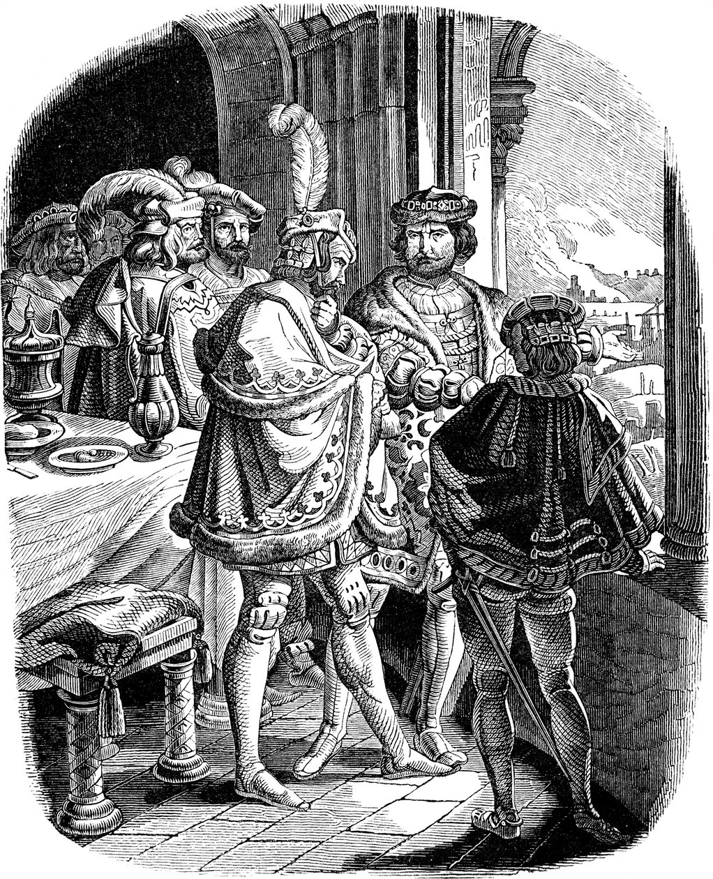 I. Frigyes étkezés a heidelbergi kastélyban 1462 Illusztráció a német nép történetéből, E. Duller, 1840 alkotó: Ludwig Adrian Richter