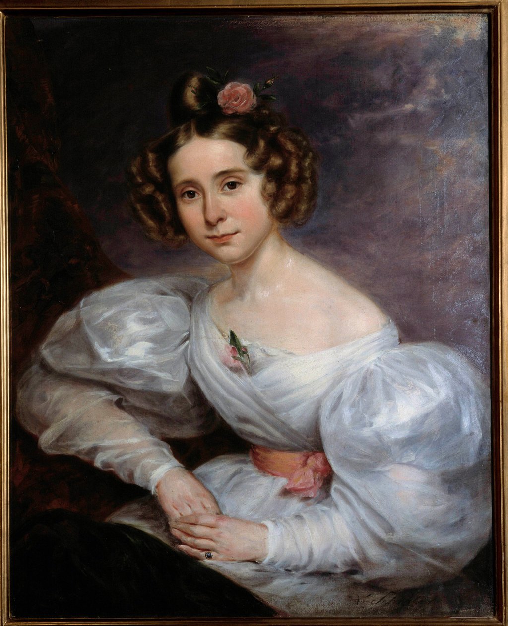 Fiatal nő portréja Auguste Schitter (1805-1889) festménye, 19. századi Orleans, Szépművészeti Múzeum alkotó: Ludwig August or Louis August Schwiter