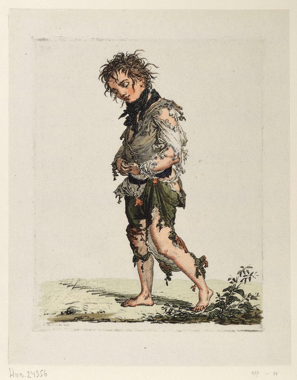 Sétáló koldusfiú alkotó: Ludwig Buchhorn
