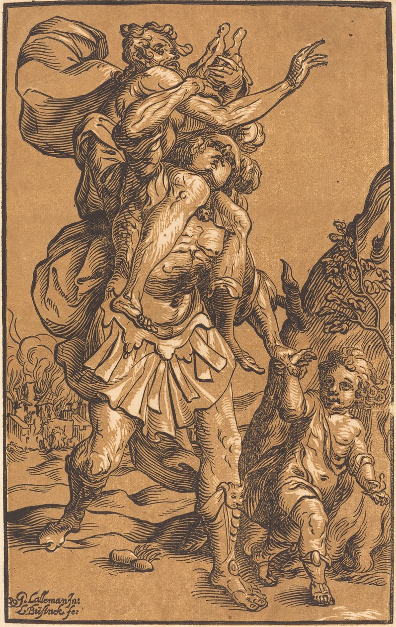 Aeneas megmenti az apját Trójából alkotó: Ludwig Büsinck after Georges Lallemand