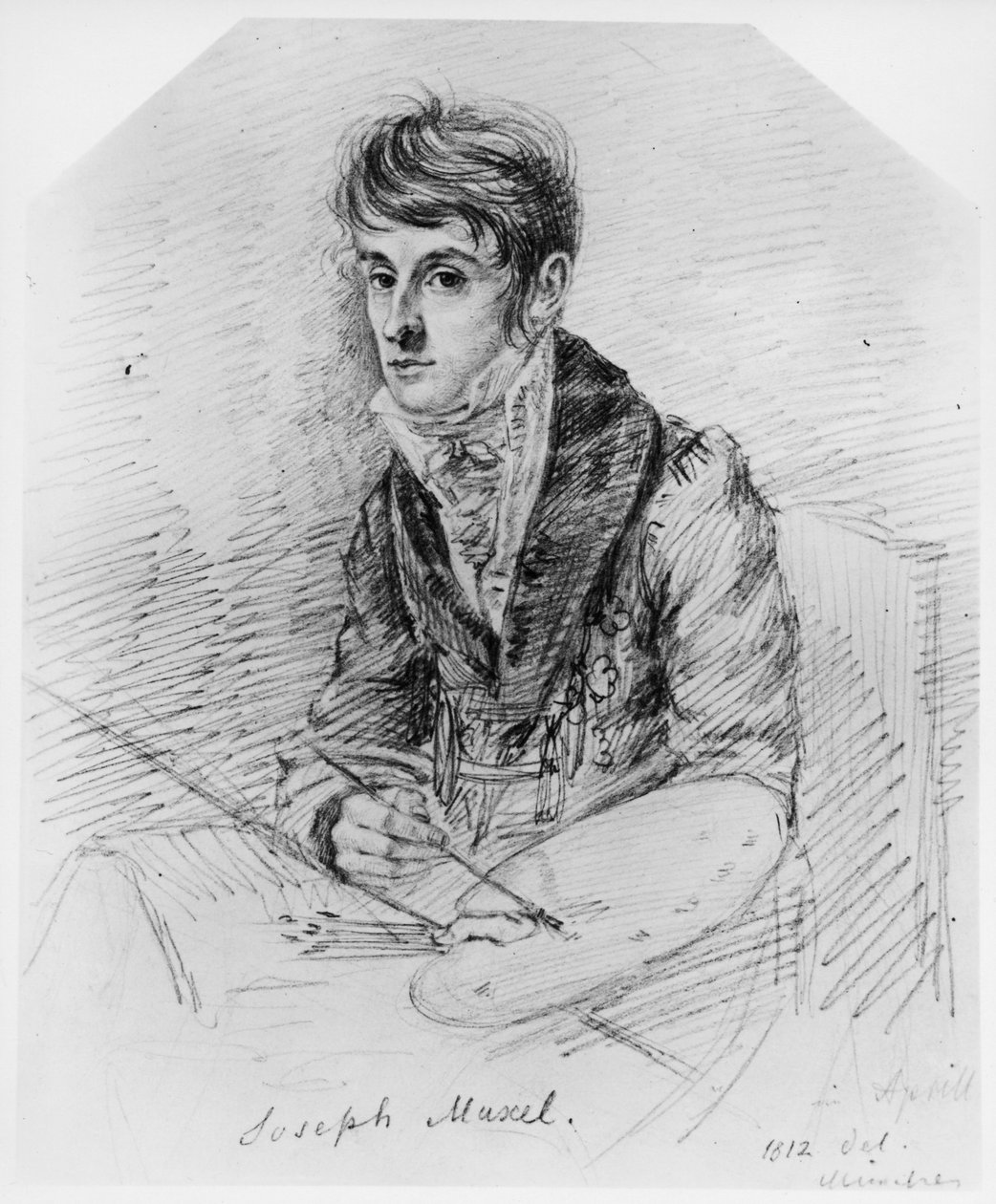 Josef Muxel festő portréja alkotó: Ludwig Emil Grimm