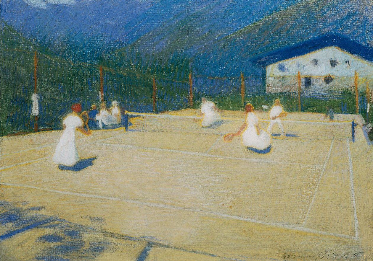 Teniszpálya Gossensassban, 1908. alkotó: Ludwig Ferdinand Graf