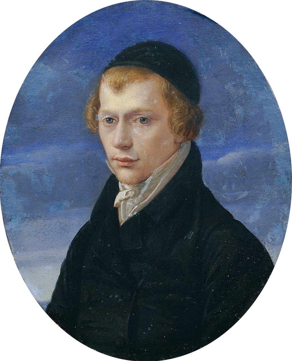 Vörös hajú, szövetsapkás úriember félalakos portréja alkotó: Ludwig Ferdinand Schnorr von Carolsfeld