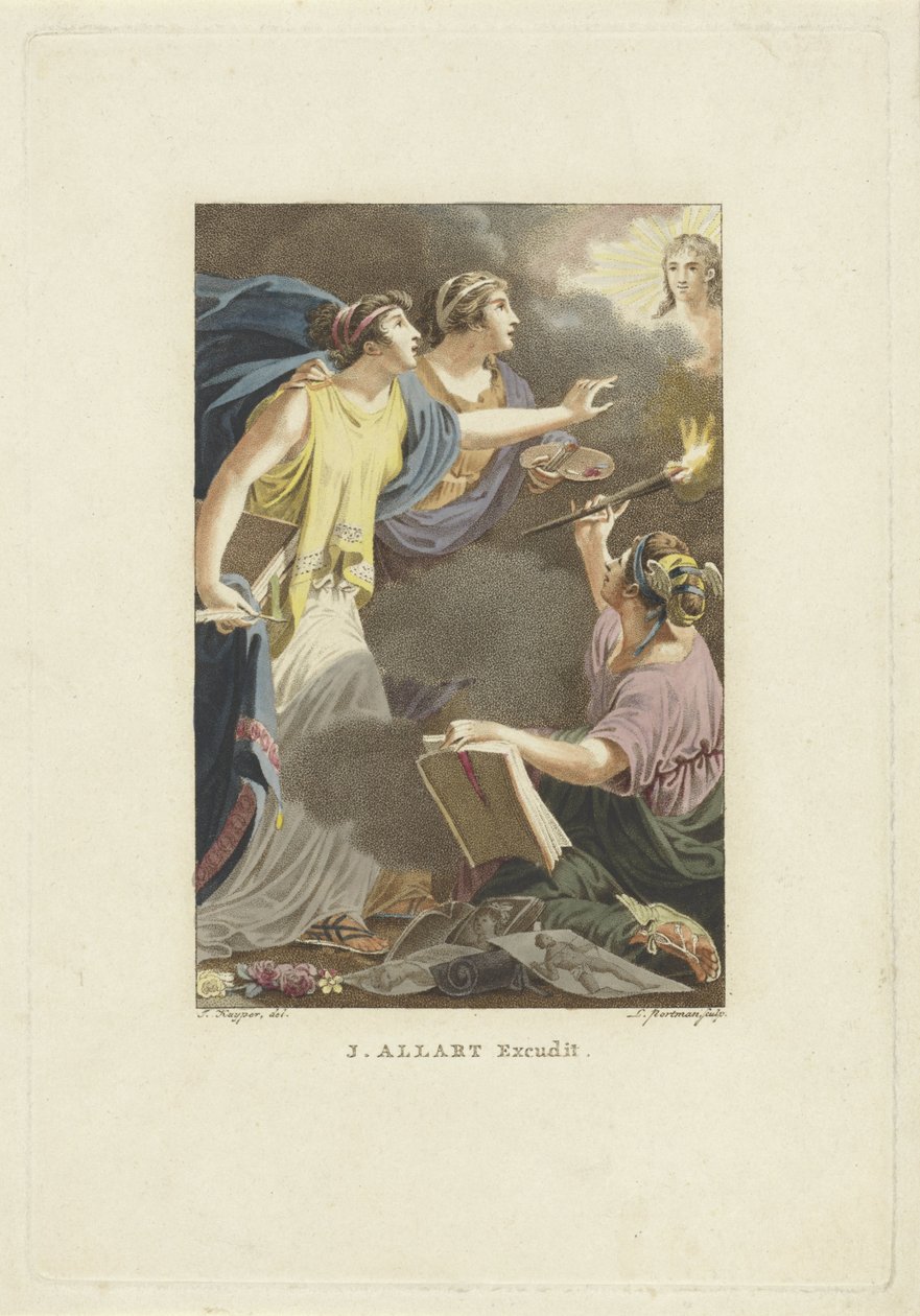 Allegorikus ábrázolás rajzzal, írással és festéssel Címlap: M. Stuart, Az ember, ahogy megjelenik az ismert földgömbön, 1802 alkotó: Ludwig Gottlieb Portman