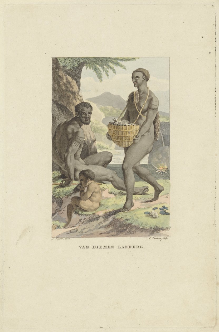 Tasmánia népe Van Diemen Landers (cím az objektumon) alkotó: Ludwig Gottlieb Portman