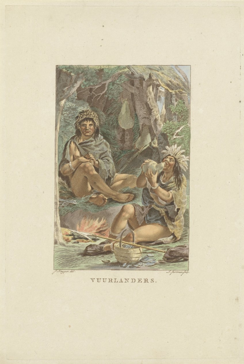 Tűzország lakói Fuegians (cím az objektumon) alkotó: Ludwig Gottlieb Portman