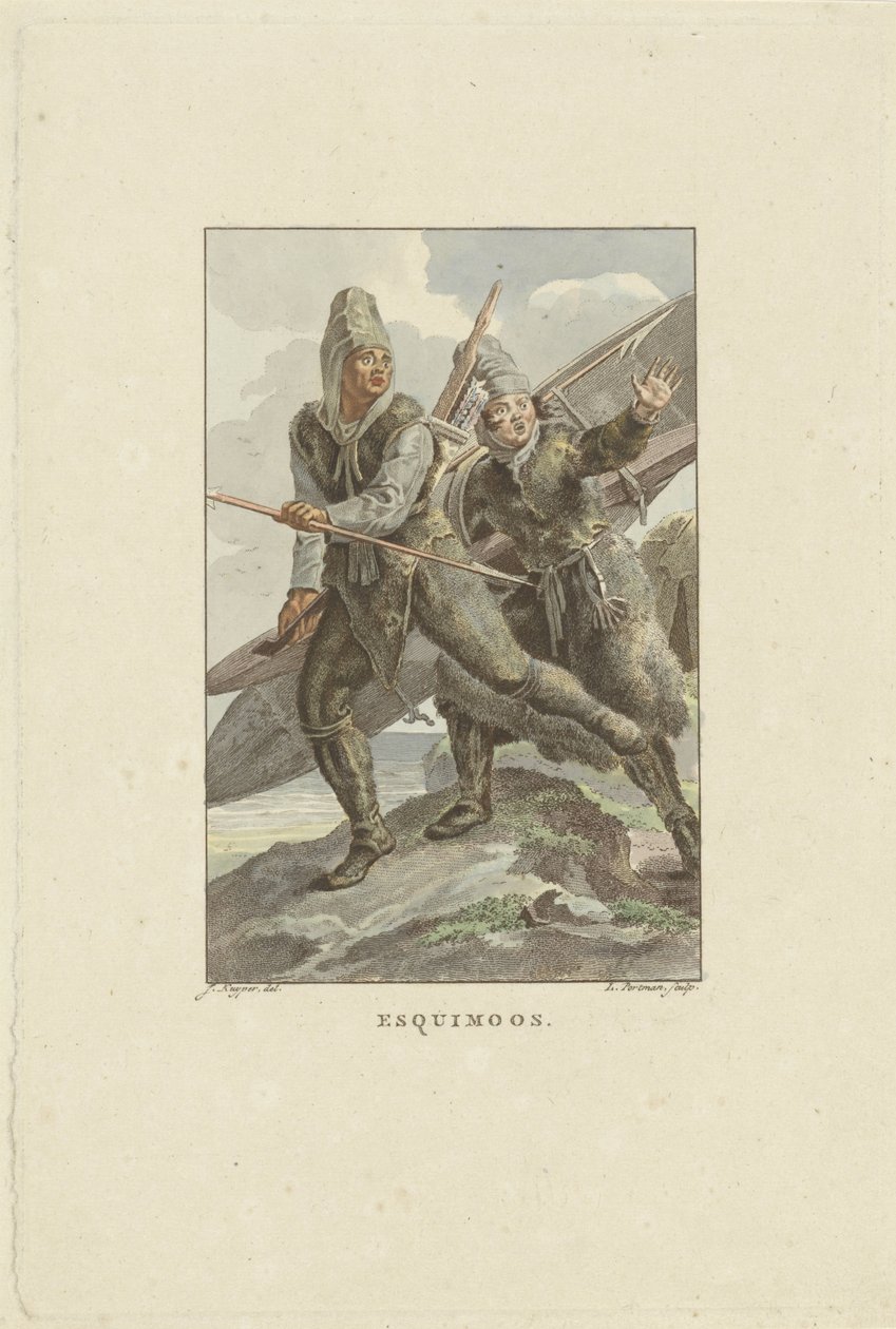 Menekülő inuit Esquimoos (cím a tárgyon) alkotó: Ludwig Gottlieb Portman