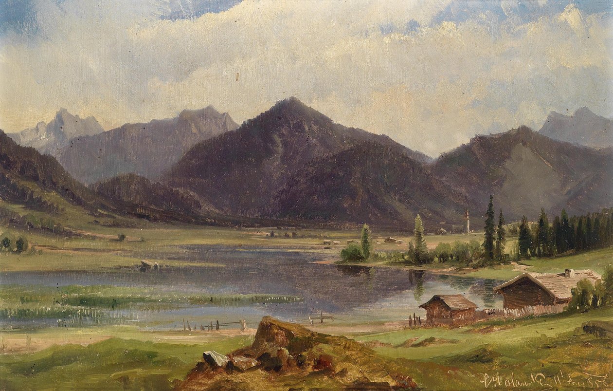 A tiroli Plansee, a hátoldalon lévő címke szerint alkotó: Ludwig Halauska