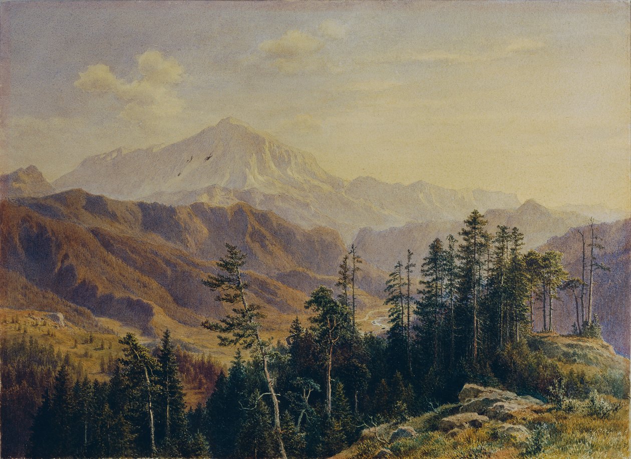 Az alsó-ausztriai Schneeberg Gutenstein felől nézve alkotó: Ludwig Halauska