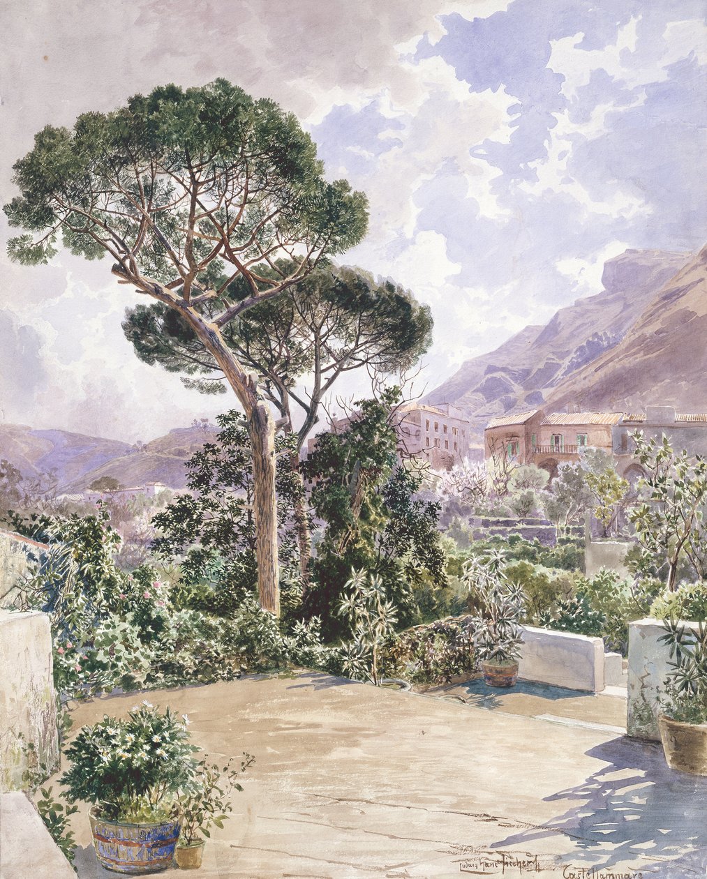 Castellamare (ceruza és akvarell) alkotó: Ludwig Hans Fischer
