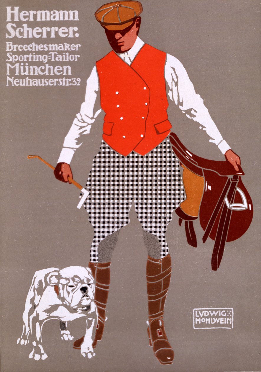 "Hermann Scherrer", Sporting Tailor hirdetése alkotó: Ludwig Hohlwein