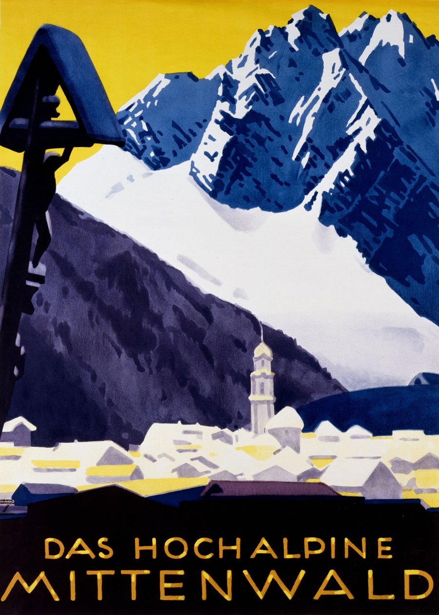 A magashegyi Mittenwald, kb. 1930 alkotó: Ludwig Hohlwein