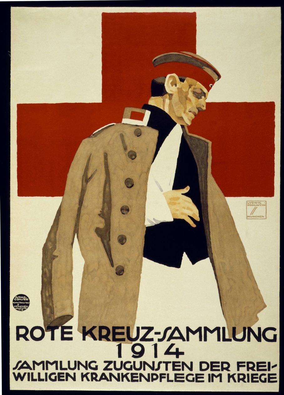 Adománygyűjtő kampány a Német Vöröskereszt számára, pub. 1914 (színes litó) alkotó: Ludwig Hohlwein