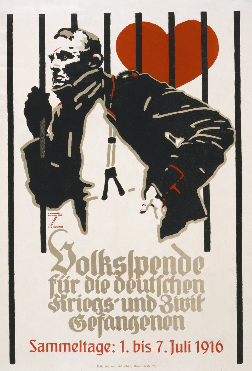 Adománygyűjtési plakát a Német Háborús és Polgári Foglyok Népi Alapja számára, Gyűjtemény július 1-7. alkotó: Ludwig Hohlwein