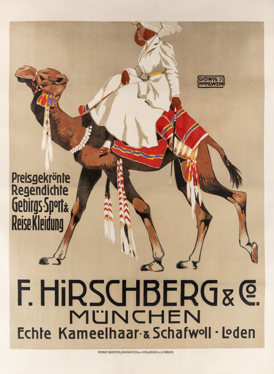 Hirschberg & Co. Sport- és utazási ruházat, 1907. alkotó: Ludwig Hohlwein