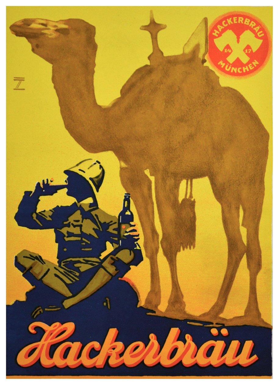 A Hackerbrau sör plakátja, 1930 körül (litográfia) alkotó: Ludwig Hohlwein
