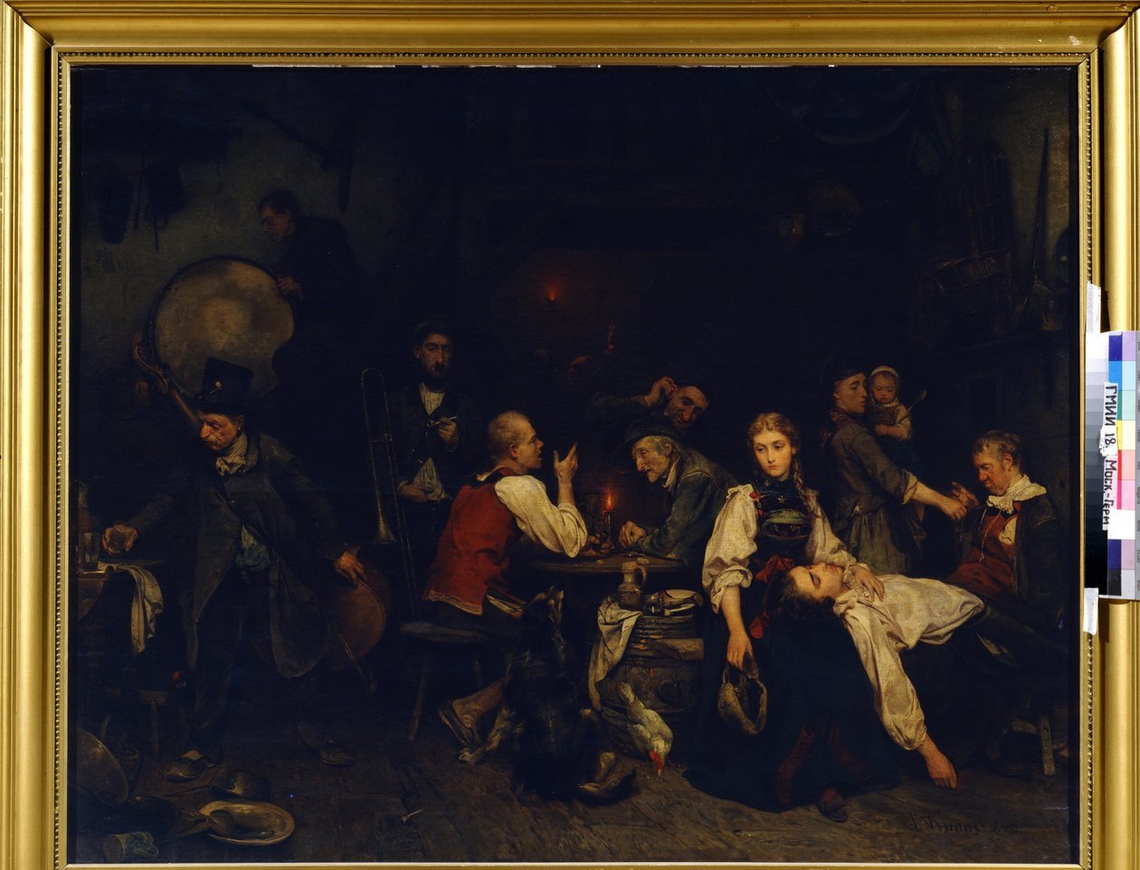 Lendemain de fete (Az ünneplés utáni reggel). Ludwig Knaus (1829-1910) festménye alkotó: Ludwig Knaus