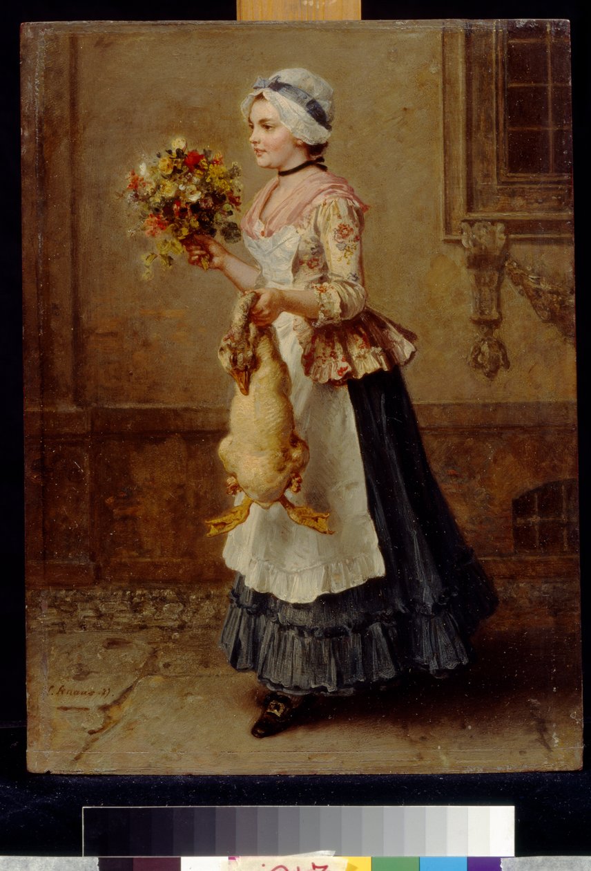 Knaus, Ludwig (1829-1910) gratulációjával. Olaj, fa alkotó: Ludwig Knaus