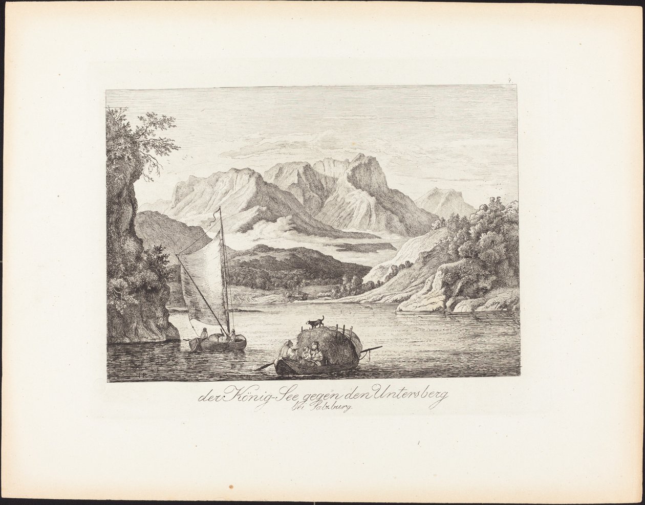 König-See a Salzburg melletti Untersberg felé alkotó: Ludwig Richter