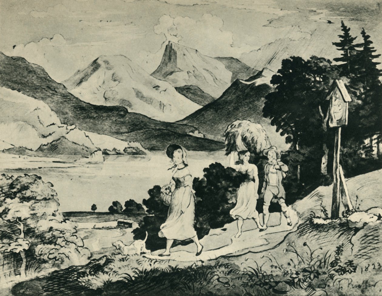 Fuschl-tó, Salzburg, Ausztria, 1823, 1943. alkotó: Ludwig Richter