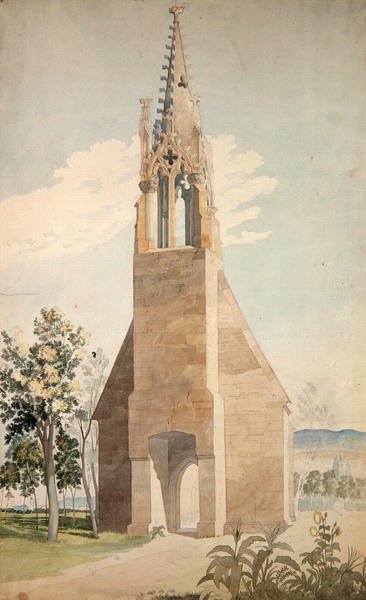 A gótikus kápolna Witzenhausen közelében (akvarell ceruzával, papíron) alkotó: Ludwig Sigismund Ruhl