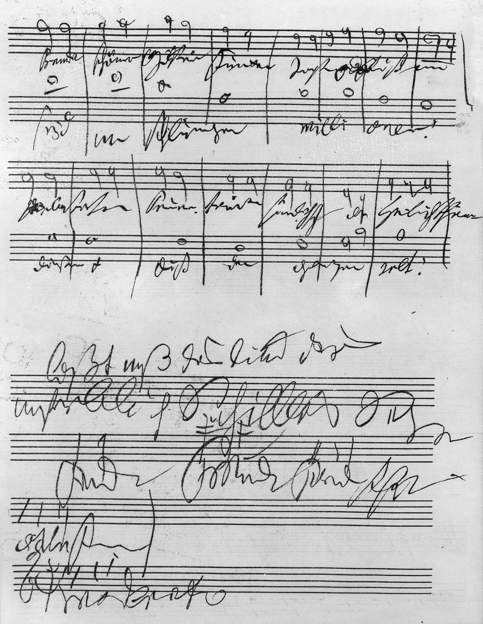 Kézzel írt kotta (tintával papírra) alkotó: Ludwig van Beethoven