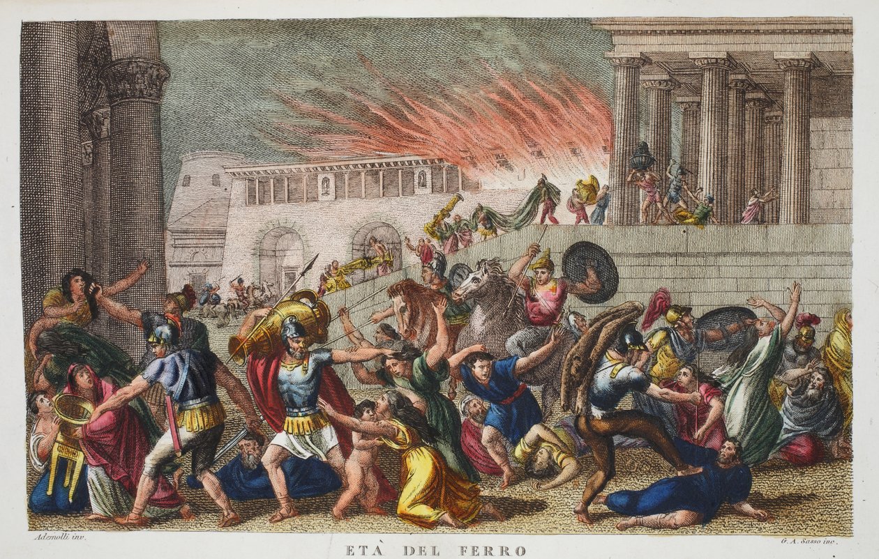 A vaskor vagy Eta del Ferro, illusztráció Ovidius Metamorphoses című művéből, Firenze, 1832 (kézzel színezett metszet). alkotó: Luigi Ademollo