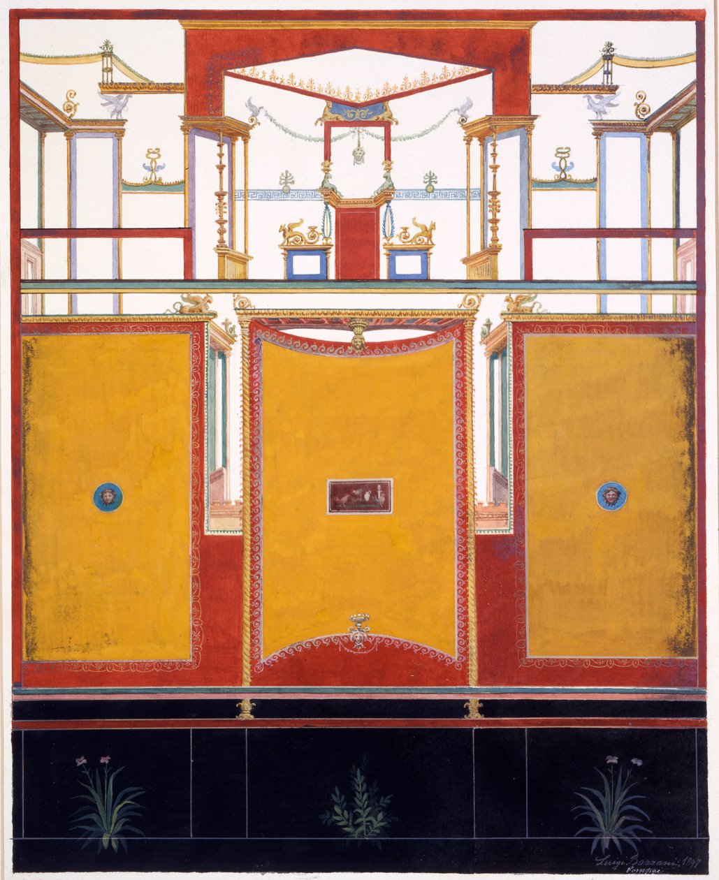 Faldíszek az Aulus Vettius házából, Pompei, i.sz. 36-39, 1987 alkotó: Luigi Bazzani