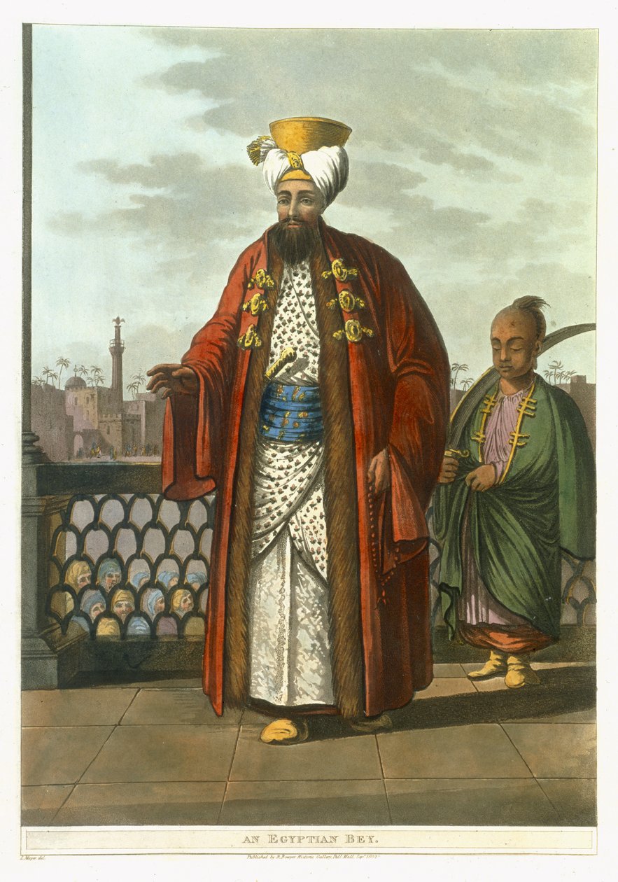 Egy egyiptomi bég, 41-es tábla a „Nézetek Egyiptomban”-ból, Thomas Milton (1743-1827) kocsma által metszett. írta: Robert Bowyer (1758-1834) 1802 (akvatinta) alkotó: Luigi Mayer