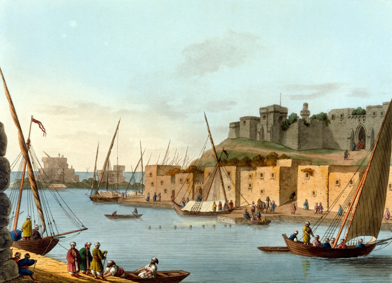 Kastély Torosa szigetén, William Watts (1752-1851) metszete, 1805 alkotó: Luigi Mayer