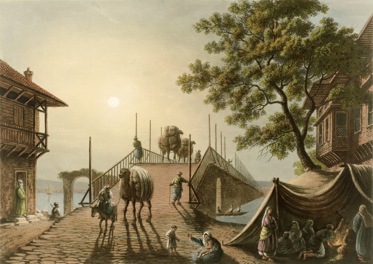Ponte Piccolo Romániában, 9. tábla a „Kilátások az oszmán uradalmakban”, kocsma. R. Bowyer, 1809 (akvatinta) alkotó: Luigi Mayer