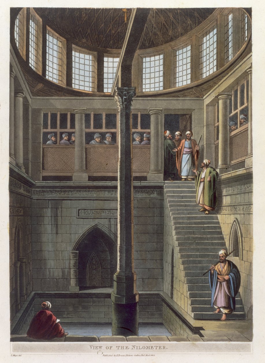 Kilátás a Nilométerre, 2. tábla a „Views of Egypt”-ből, Thomas Milton (1743-1827) kocsma metszetével. írta: Robert Bowyer (1758-1834) 1802 (akvatinta) alkotó: Luigi Mayer