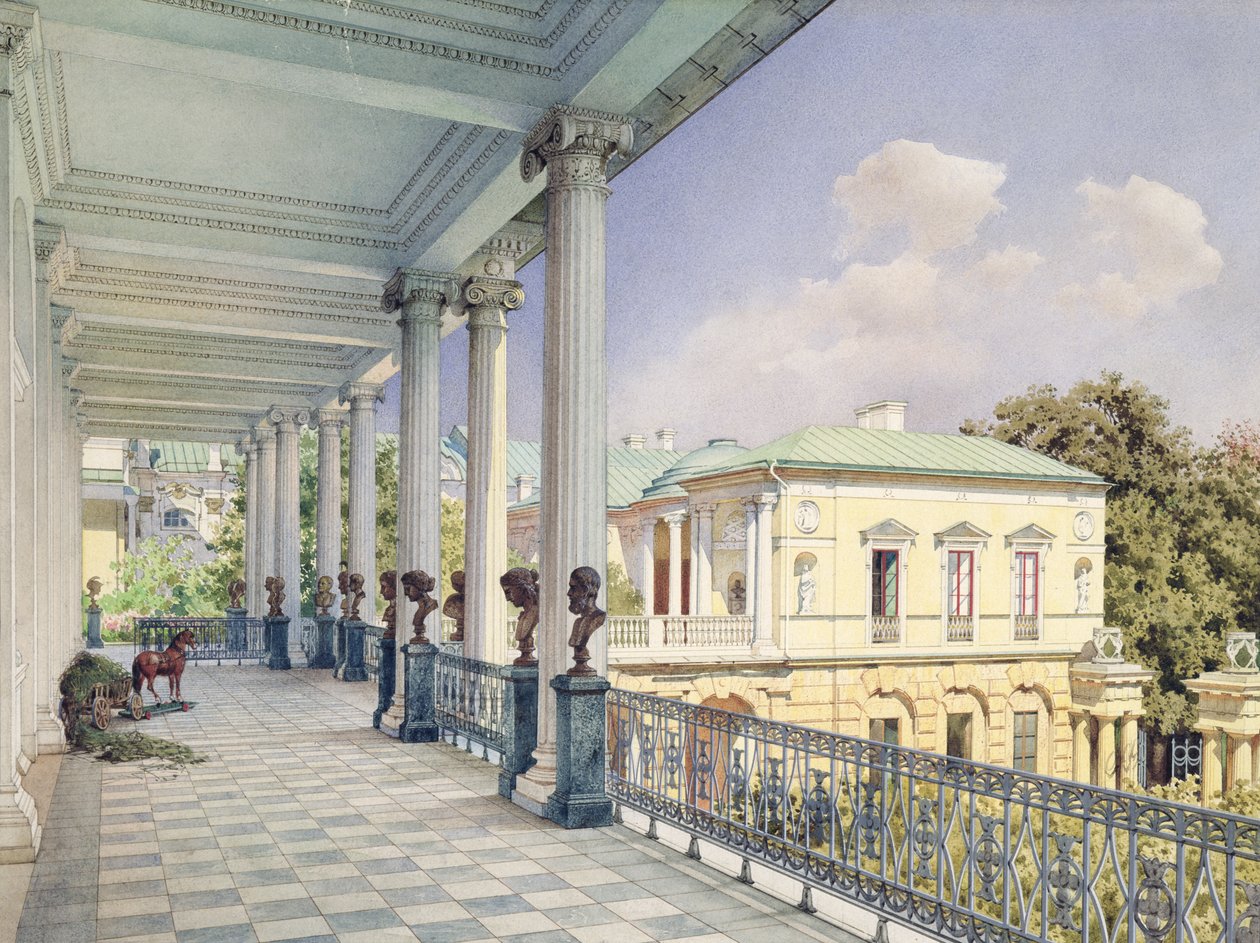 A Cameron Galéria Carskoje Szelóban, 1859 (színes és fehér szín, papír) alkotó: Luigi Premazzi