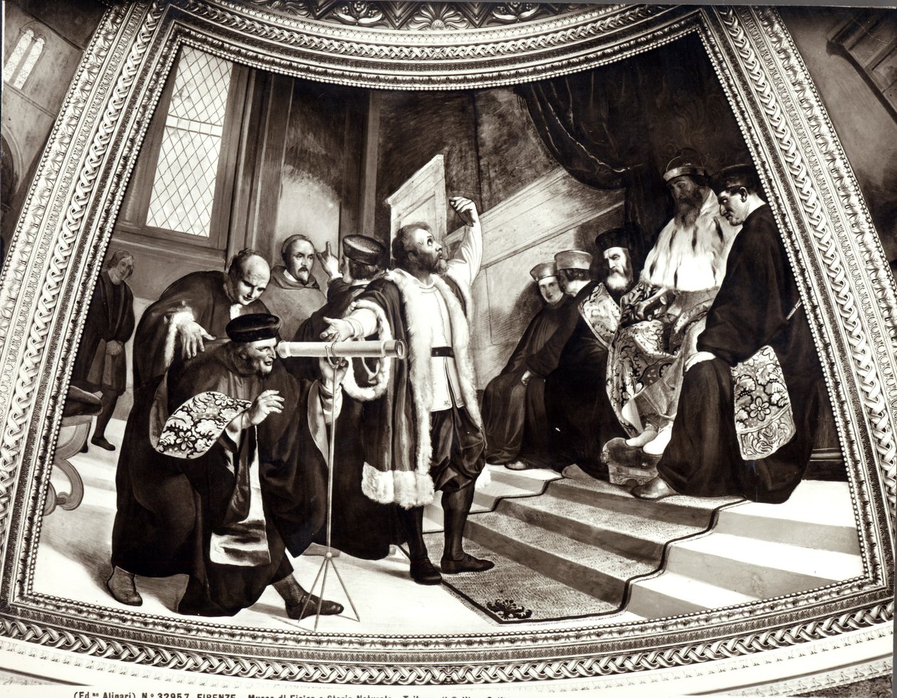 Galileo (1564-1642) bemutatja távcsövét a velencei szenátusnak, a Galilei-perből alkotó: Luigi Sabatelli