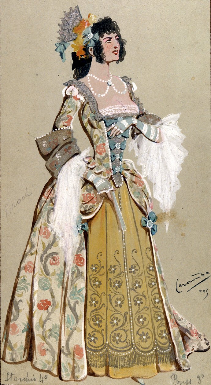 Jelmeztervezés Almaviva grófnő számára, "Figaro házassága", 1905 alkotó: Luigi Sapelli Caramba