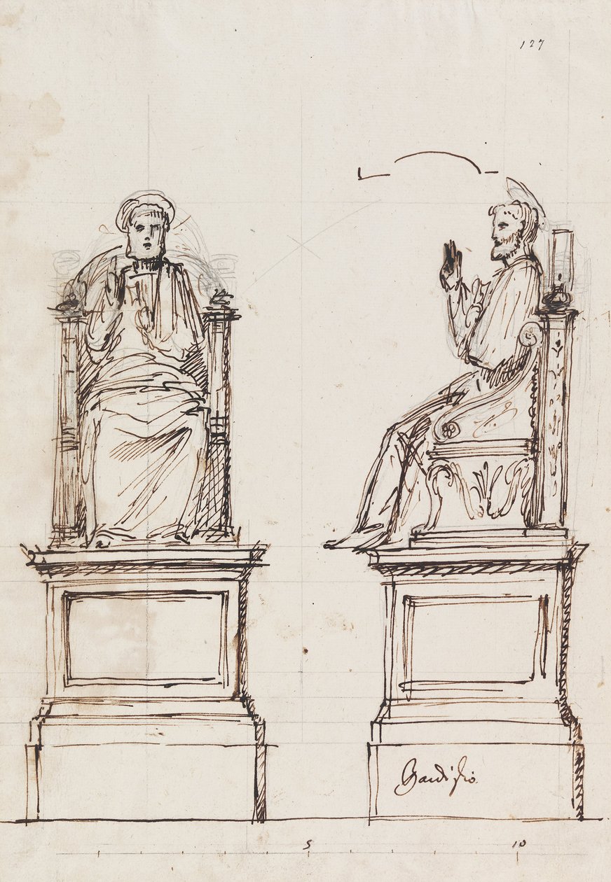 Márvány trón tervezése a Szent Péter -szoborhoz, St. Peters, Róma alkotó: Luigi Vanvitelli