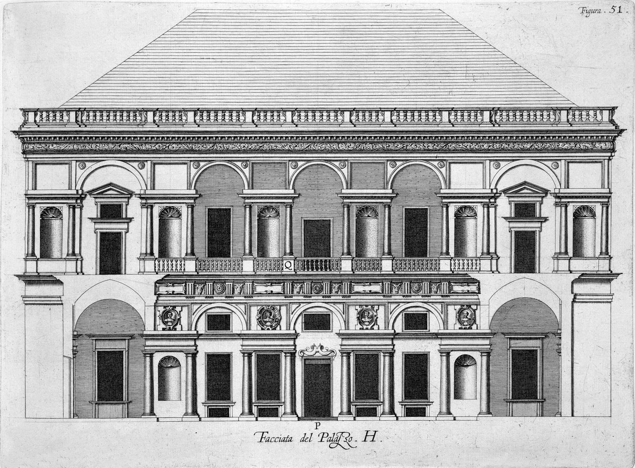 A casertai királyi palota terve, 1756 alkotó: Luigi Vanvitelli