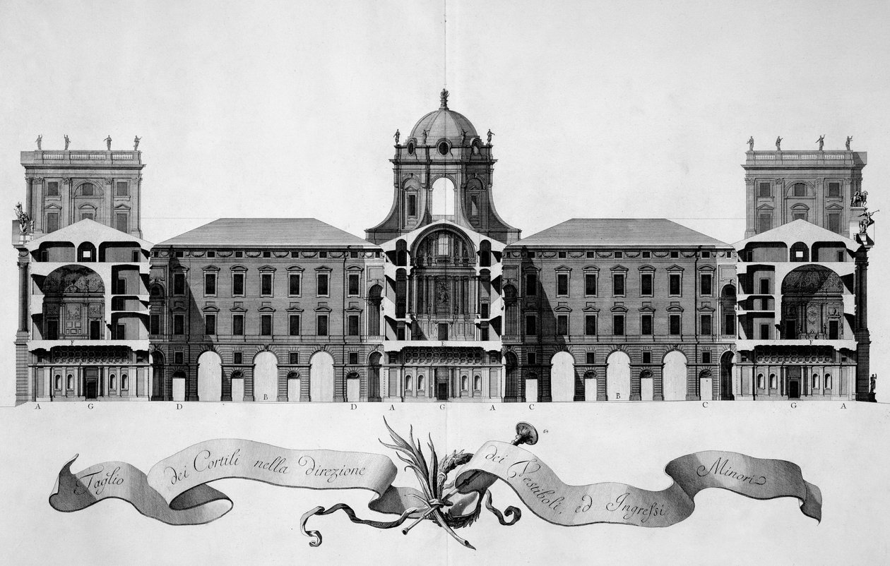 A casertai királyi palota terve, 1756 alkotó: Luigi Vanvitelli