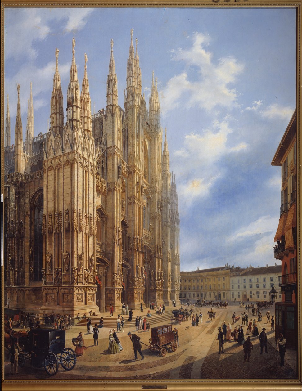 A milánói katedrális (Dóm) (Olaszország). Luigi Premazzi (1814-1891) festménye, olaj, vászon alkotó: Luigi Premazzi