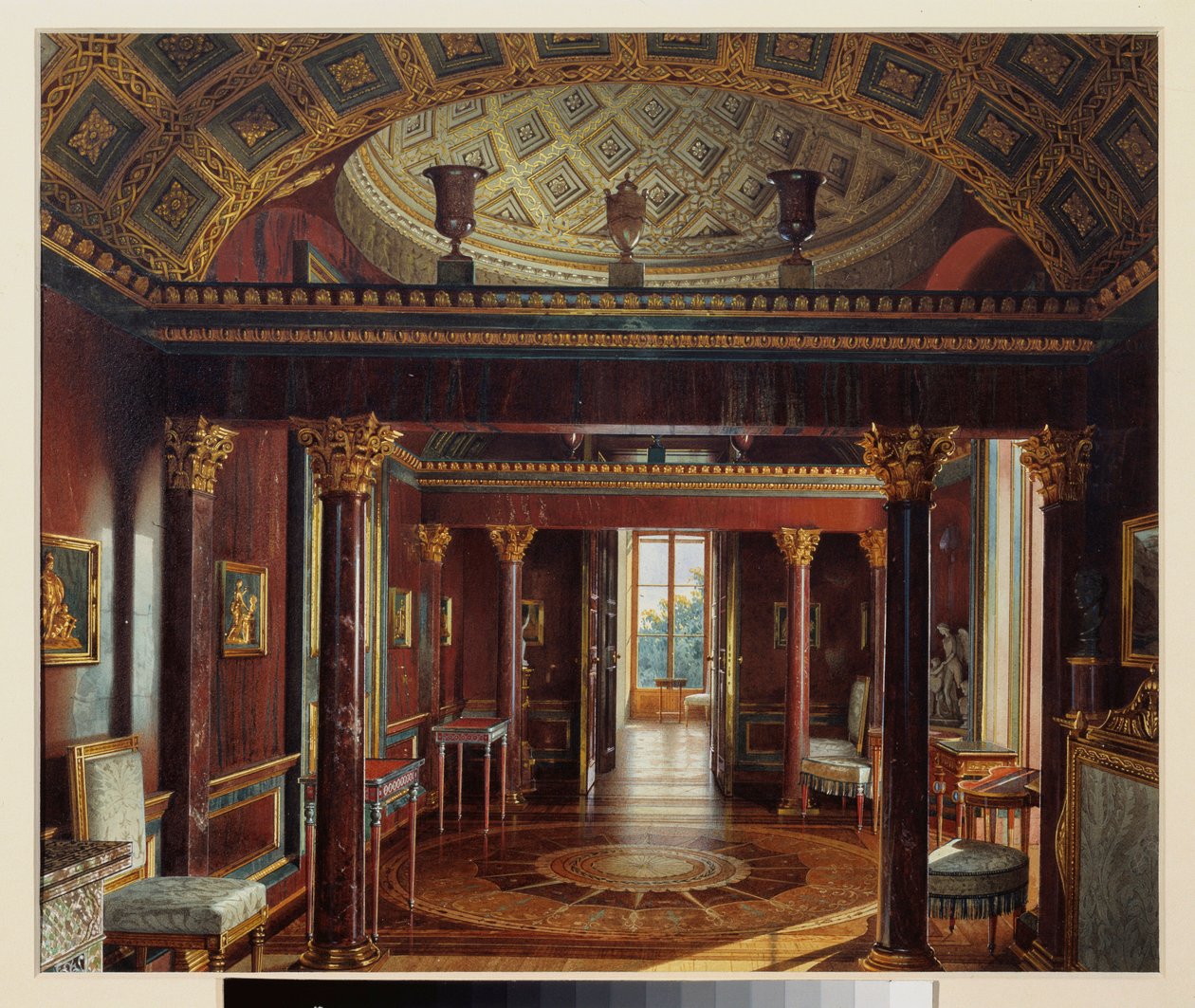 Az Achát (Achát) szoba (vagy Jasper kabinet), a Tsarkoye Selo Nagy Palotában. Luigi Premazzi (1814-1891) munkája, akvarell papíron alkotó: Luigi Premazzi