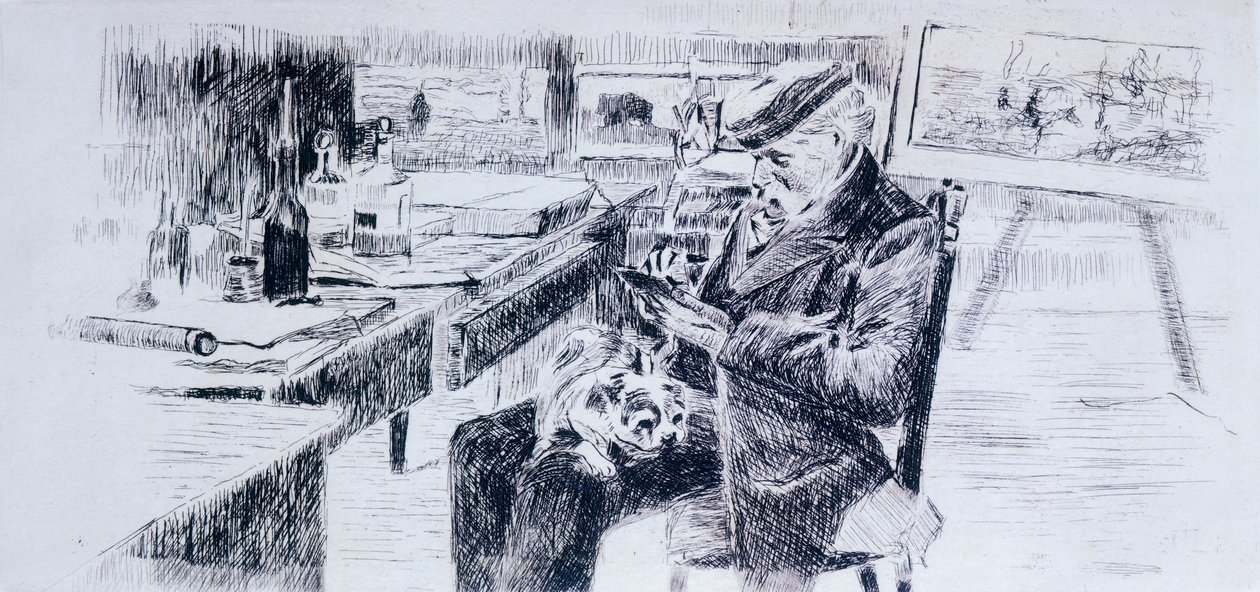 Luigi Levi (1858-1860 - 1939) Giovanni Fattori festő portréja, rajz alkotó: Luigi Levi