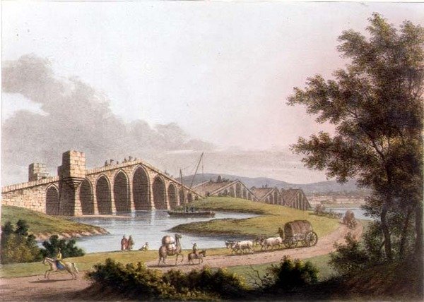 Ponte Grande Romániában, 10. tábla a „Kilátások az oszmán uradalmakban”, pub. írta R. Bowyer alkotó: Luigi (after) Mayer
