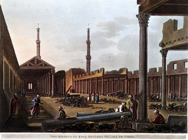A négyszáz oszlopos mecset Kairóban, 28. tábla a „Nézetek Egyiptomban” című művéből, Thomas Milton (1743-1827) kocsma metszetével. írta: Robert Bowyer (1758-1834) 1802 (akvatinta) alkotó: Luigi (after) Mayer