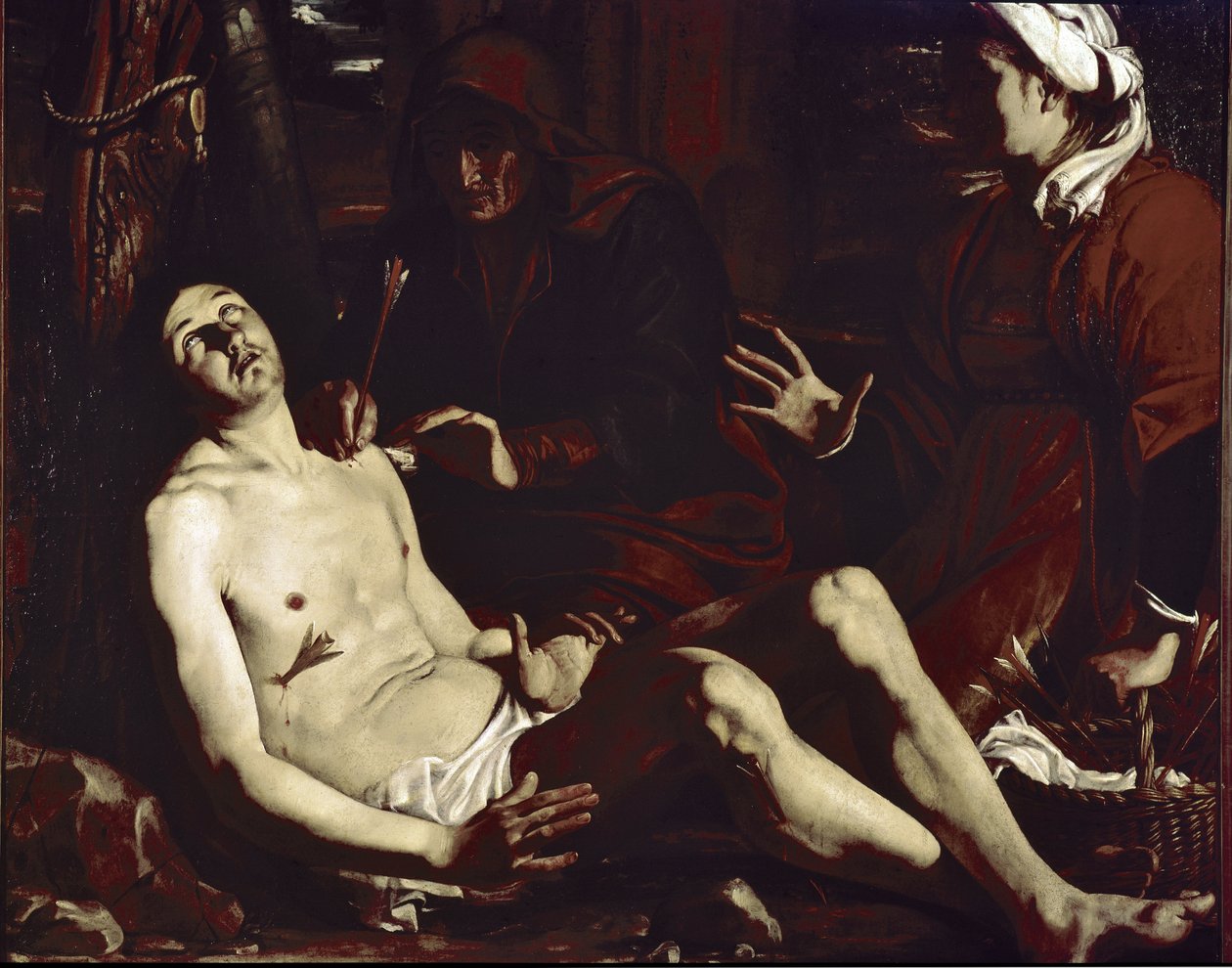 A szent asszonyok által meggyógyított Szent Sebestyén (olaj, vászon, kb. 1630) alkotó: Luigi Miradori