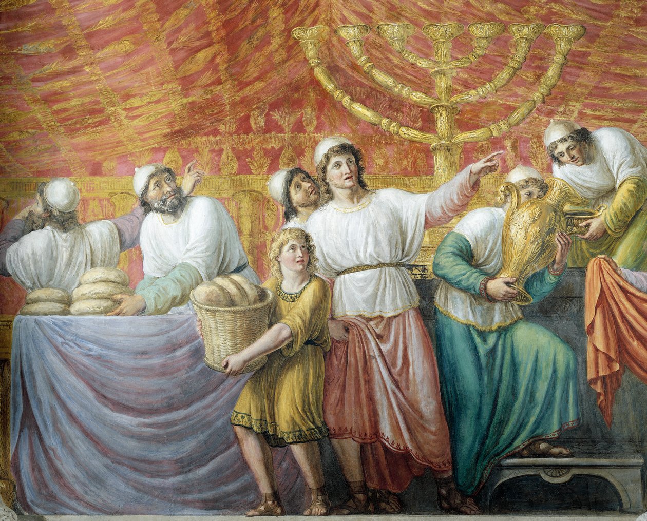 Zsidó lakoma előkészítése, Luigi Ademollo (1764-1849) freskója, Palazzo Pitti, Firenze, Toszkána, Olaszország alkotó: Luigi Ademollo