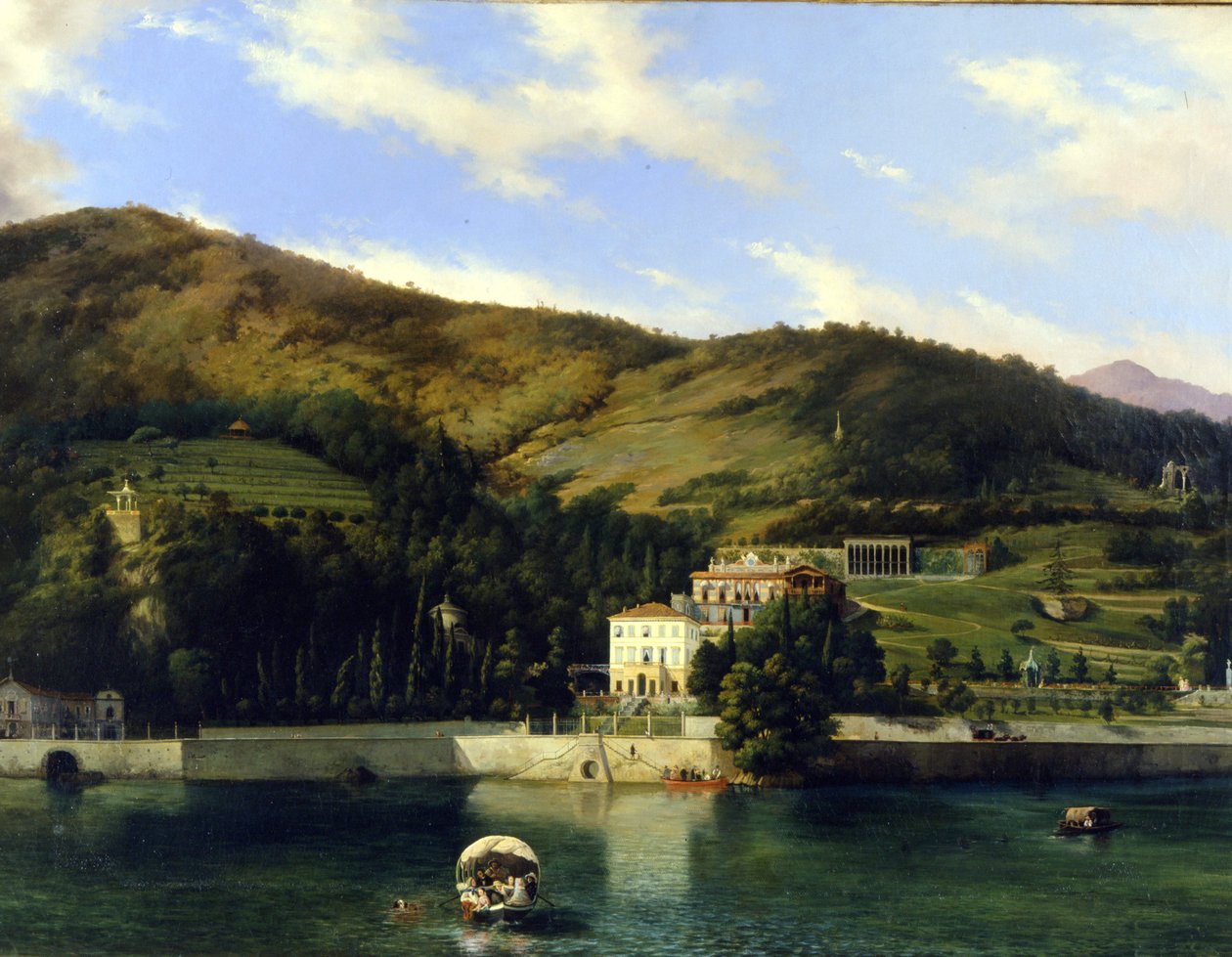 Villa a Comói-tónál. Luigi Ashton festménye alkotó: Luigi Ashton