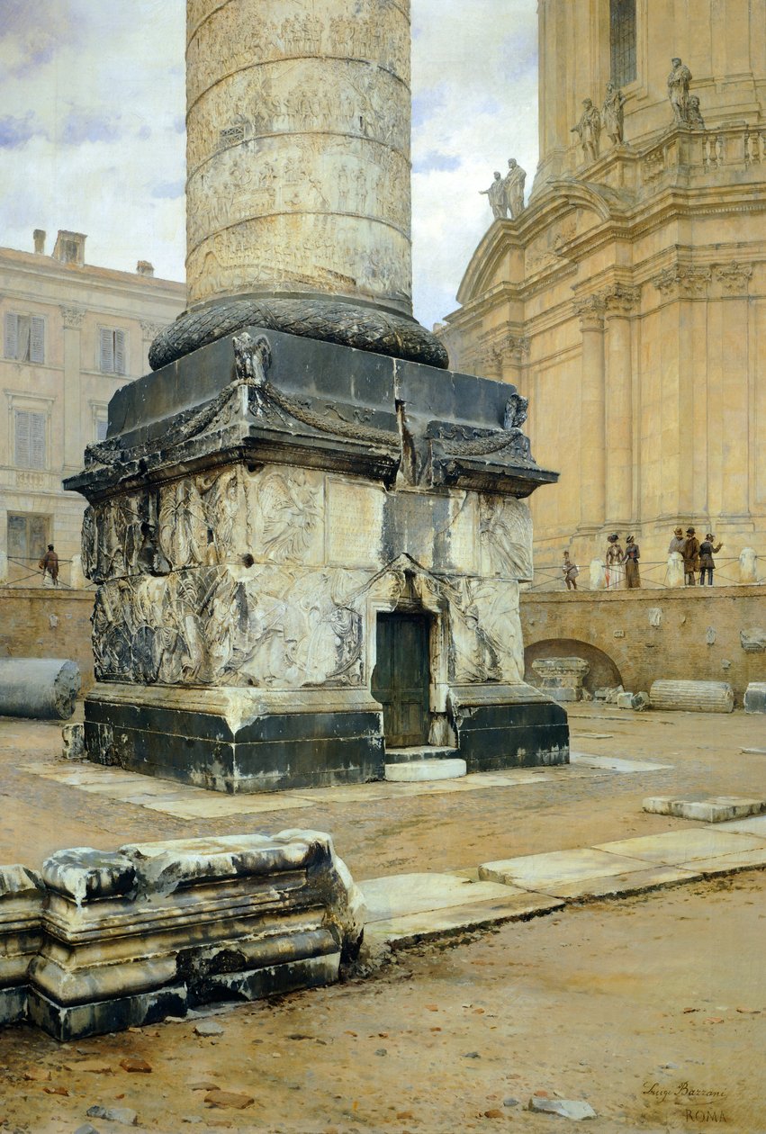 Traianus oszlopa Rómában, Luigi Bazzani (1836-1927). Olaj, vászon 70,5x103 cm. alkotó: Luigi Bazzani