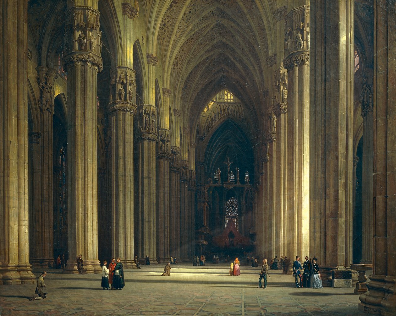 A milánói dóm (Milano Duomo) belseje, Luigi Bisi (1814-1886) alkotó: Luigi Bisi