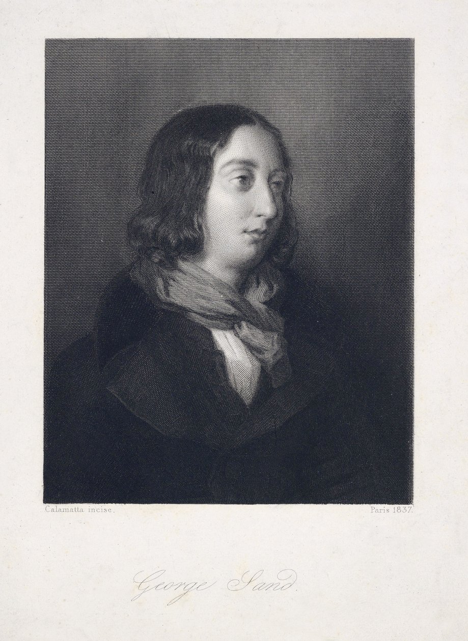 George Sand portréja, kocsma. 1837 (metszet) alkotó: Luigi Calamatta